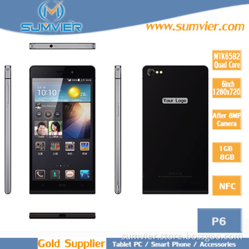 6inch Smart Phone Quad Core HD IPS Screen 1g+8g P6